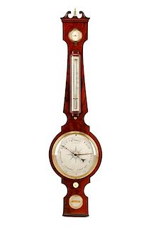 19th C. English Mahogany Wheel Barometer