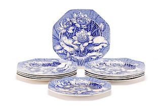 Set, 10 Wedgwood Blue Water Lily Dessert Plates