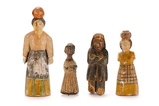Group, 4 Carved & Polychromed Santos Figures