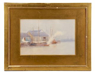 J. Ambrose Pritchard, "Calm Harbor", Watercolor