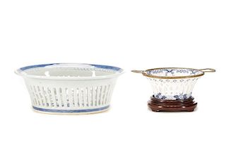 Chinese Porcelain Basket & Royal Vienna Dish