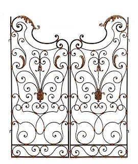 Pair, Baroque Style Wrought Iron Gates