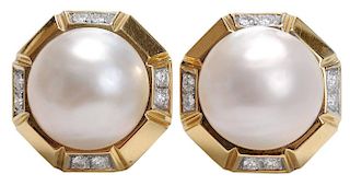 18 Kt. Gold Mab&#233; Pearl Earrings