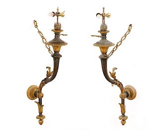 Pair, French Empire Style Bronze Wall Sconces