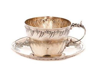 Parisian Silver Handled Cup with Saucer