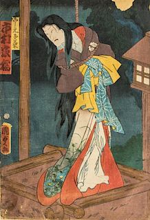 Utagawa Kunisada (Toyokuni III), (1786-1865), Actor Ichimura Kakitsu IV as Koshimoto Okiku