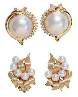 Two Pair Pearl Ear Clips