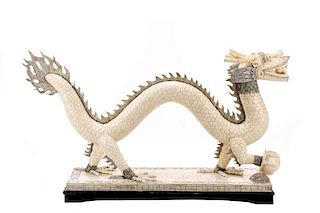 Chinese Tessellated Bone Dragon Sculpture