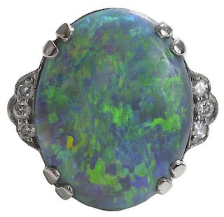Fine Black Opal Ring