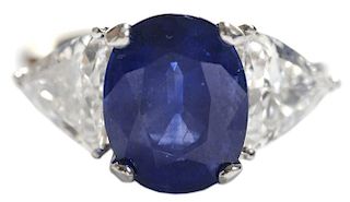 Fine Blue Sapphire and Diamond Ring