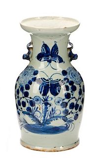 Chinese Blue & White Porcelain Vase, 19th C