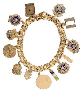 14 Kt. Gold Police Charm Bracelet