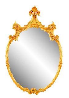 Chinese Chippendale Style Giltwood Shield Mirror