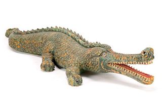 American Carved Wood Folk Art Alligator