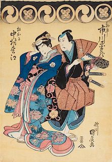 Ganjosai (Utagawa) Kunihiro, (active 1815-1843), Nakamura Matsue III as Okaru and Ichikawa Danzo V as Kampei