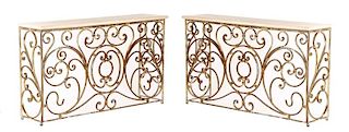 Pair, Neoclassical Style Iron Console Tables