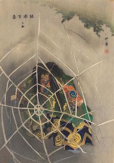 Tsukioka Kogyo, (1869-1927), Earth Spider or Tsuchi-gumo from the series One Hundred Noh Dramas