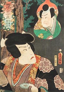Utagawa Kunisada (Toyokuni III) Height visible 13 1/4 x width 9 1/2 inches.