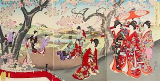 Toyohara Chikanobu, (1838-1912), Cherry Blossom Viewing from the series Chiyoda Inner Palace, 1894