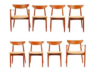 Set of 8 Harry Ostergaard Teak Wood Dining Chairs