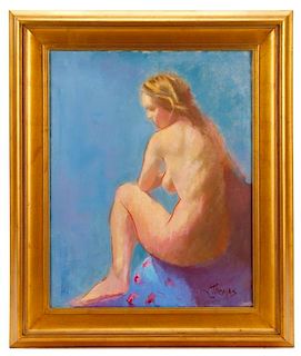 Leslie Thomas, "Nude from Behind", Oil on Canvas