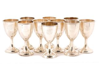 10 Sterling Silver Footed Goblets, A.G. Schultz