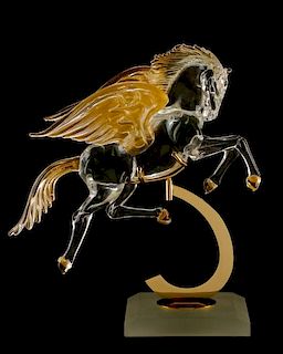 Crystal Sculpture of Pegasus by Arnaldo Zanella