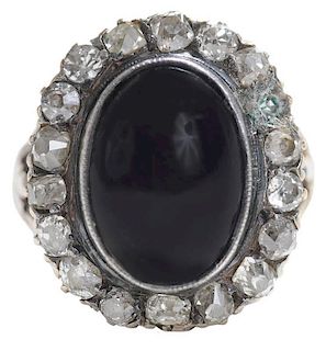 Antique Russian Silver, Onyx and