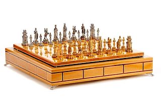 Pedro Duran Sterling Silver Cased Chess Set