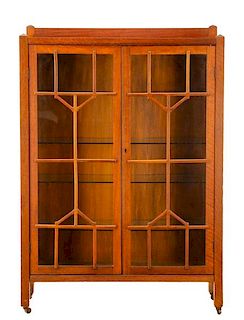 Arts & Crafts Oak Two Door Mission Style Cabinet