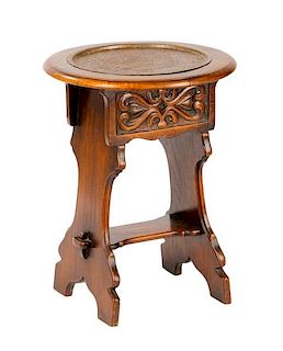 Arts & Crafts Style Oak & Copper Side Table