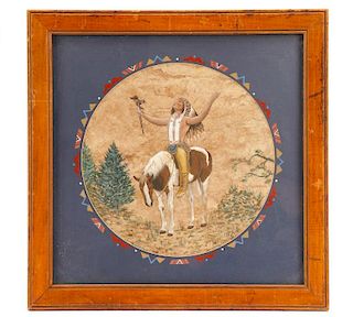 Two Native American Gouaches on Hide