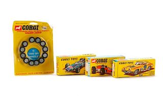 Corgi Toys Group of 3 Die Cast Car Models & Wheels