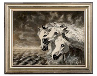 Mamie Johnstone "Poseidon's Horses" Oil on Canvas
