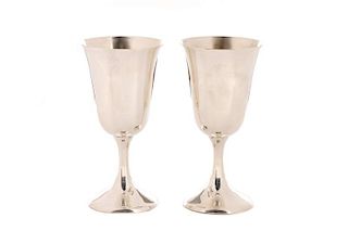 Pair of Cartier Sterling Silver Wine Goblets