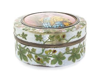 A French Enameled Box, Diameter 5 1/2 inches.
