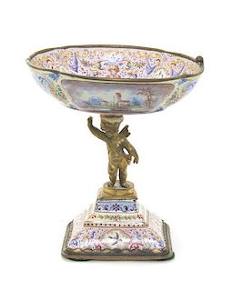 A French Enameled Tazza, Height 4 inches.