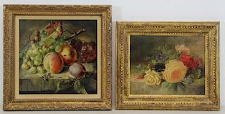 Two 19th C. Oil on Canvas Still Lifes.