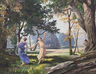 MOROSOFF, V. W. Oil on Canvas. Dancing Nymphs in