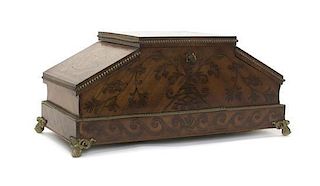 A French Gilt Metal Mounted Marquetry Jewelry Box, Width 19 inches.