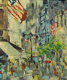 MASER, Barbara. Oil on Canvas. "Fifth Avenue".