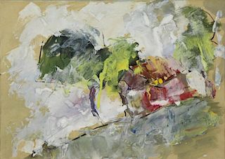 ZVEREV, Anatoly. Oil on Paper. Abstract Landscape