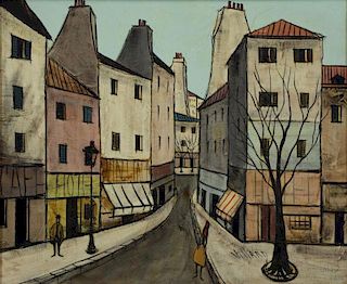 VILLARD. Oil on Canvas. French Street Scene.