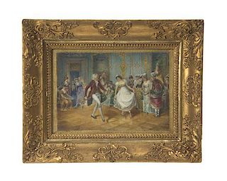 A French Miniature Painting on Celluloid, Height 5 1/8 inches.