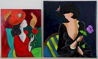 LE KINFF, Linda. Two Oil Portraits of Woman.