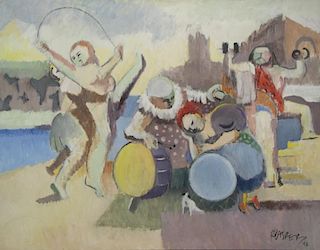 CASPER, Robert. Oil on Canvas, "Carnival Group"