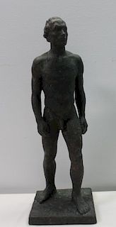 Bourrande. C. Patinated Bronze Sculpture of a Male