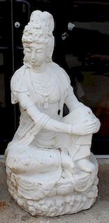 Vintage Carved Marble Lifesize Sculpture of a