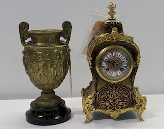Antique Boulle Clock Together with a Bronze