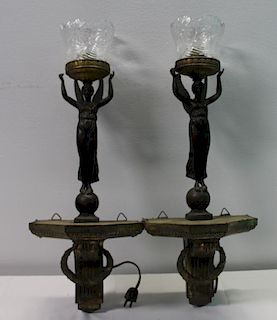 A Pair of 19 Century Gilt and Patinated Bronze